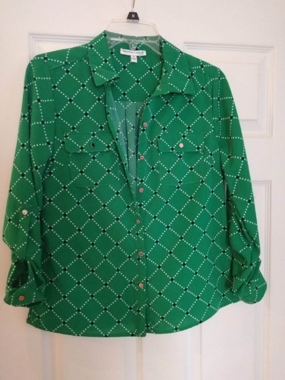 Women's Notations petite Green shirt Blouse PS